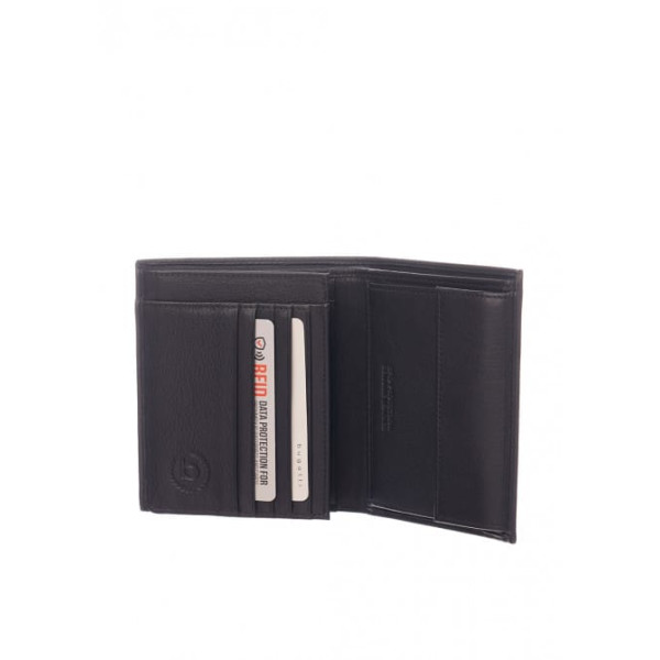 BUGATTI Мужской кожаный RFID кошелек Вертикальный кошелек Nome с клапаном 49160001 черный